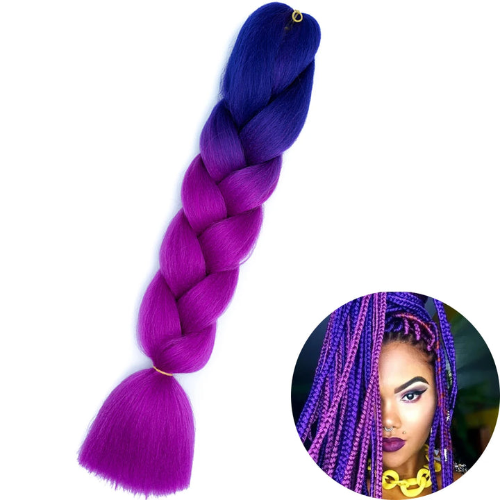 24 Inch Synthetic Jumbo Braiding Hair – Heat Resistant Ombre Extensions