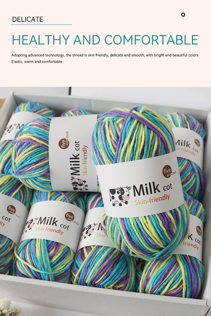 Colorful 5-Strand Gradient Yarn – Multi-Color Segment-Dyed Knitting Yarn for Sweaters, Hats, Scarves & DIY Crafts
