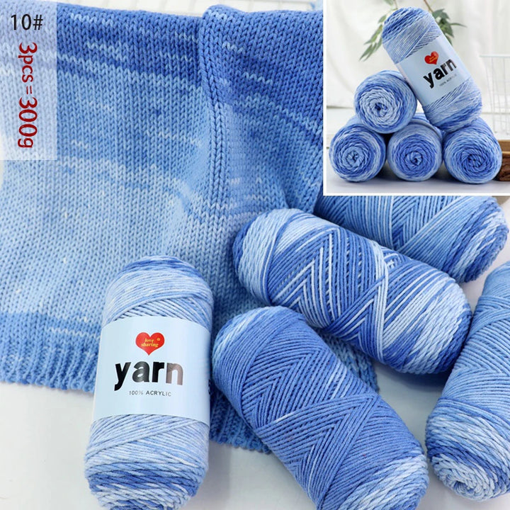 300g Rainbow Gradient Acrylic Yarn Set (3 Pieces) – Medium-Thick Knitting Yarn for Sweaters, Scarves, Hats & DIY Crafts
