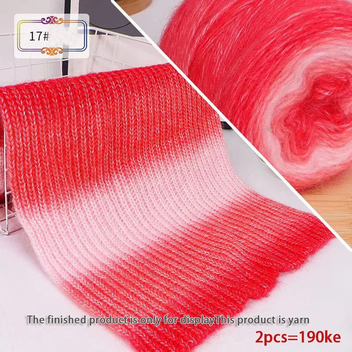 190g Rainbow Gradient Mohair Yarn – Long Section Dyed Spray Yarn for Sweaters, Shawls & Scarves (2 Pieces/Pack)