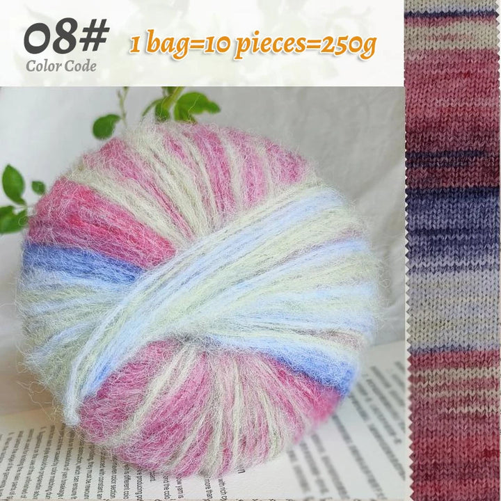 250g Oil Painting Gradient Alpaca Yarn – Soft Knitting & Crochet Yarn for Sweaters, Scarves, Hats & Shawls (10pcs)