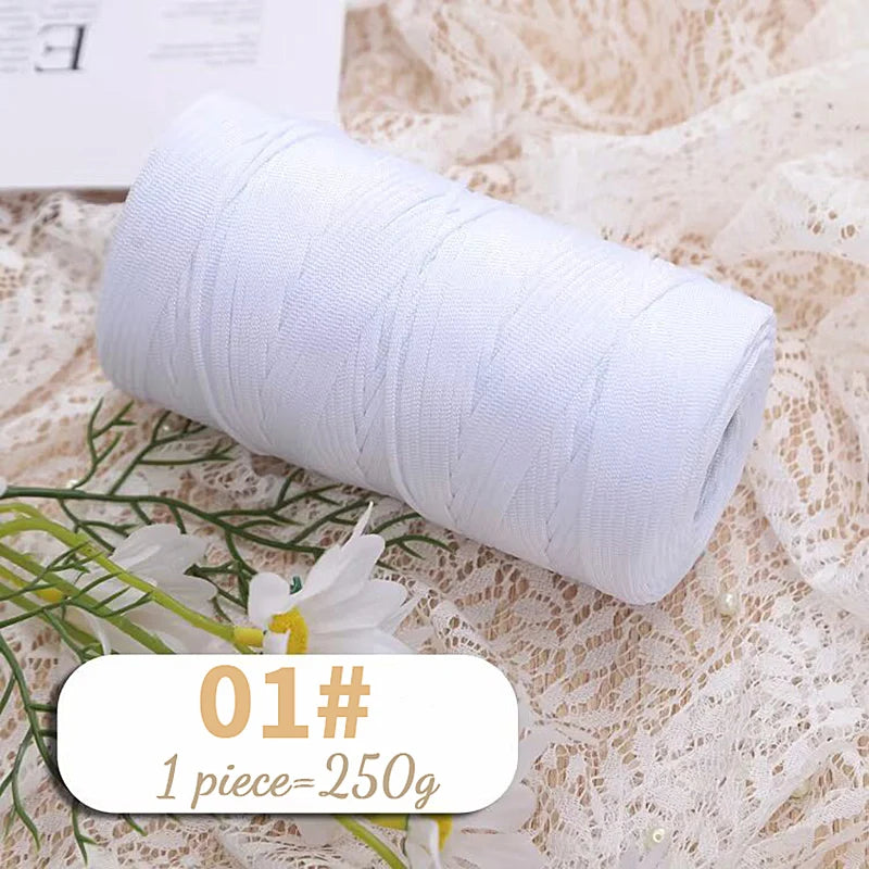 250g Lightweight Flat Ribbon Yarn – Hollow Crochet Yarn for Summer Hats, Bags & DIY Crafts