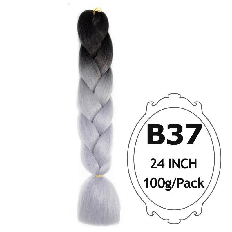 24" Pink Jumbo Braiding Hair – Yaki Texture Synthetic Bulk Extensions (Purple/Red/Green Options)