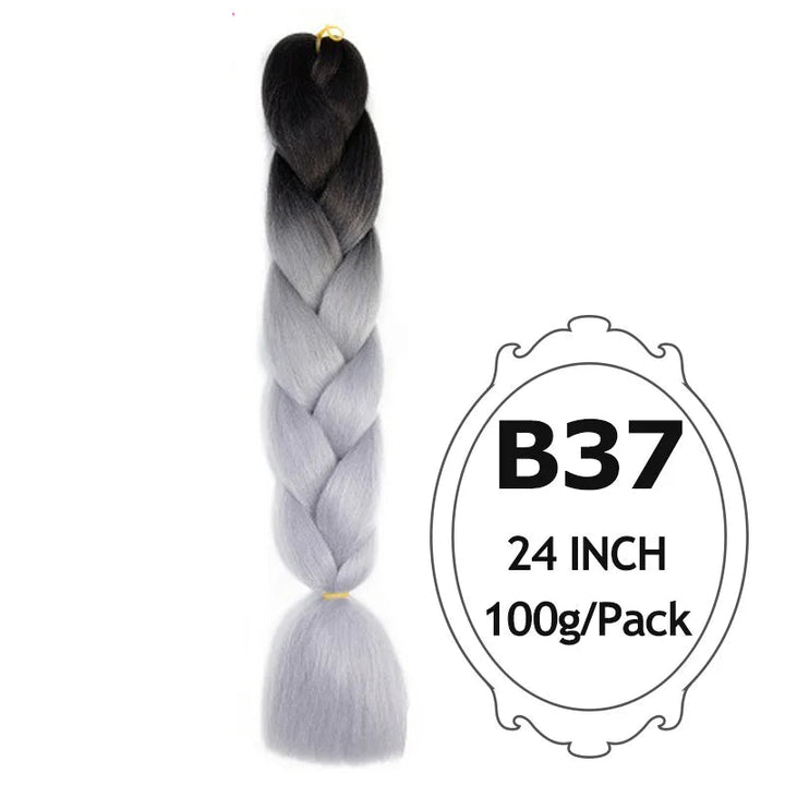 24" Pink Jumbo Braiding Hair – Yaki Texture Synthetic Bulk Extensions (Purple/Red/Green Options)