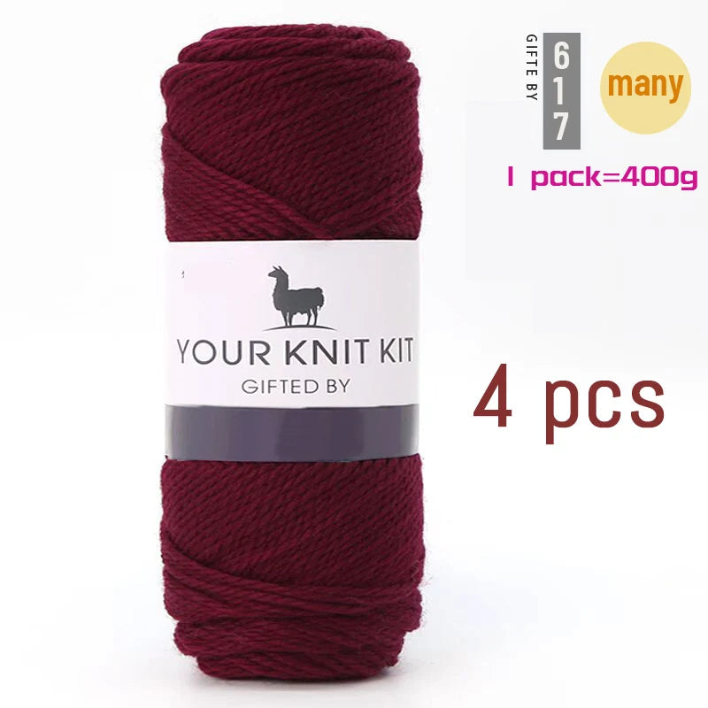 400g Alpaca Wool Yarn – Thick Pure Wool Knitting Yarn for Sweaters, Shawls & Scarves (4 Pieces/Pack)