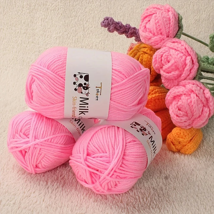 150g Medium-Coarse Milk Cotton Yarn – Soft Crochet & Knitting Yarn for Sweaters, Hats, Scarves & DIY Crafts