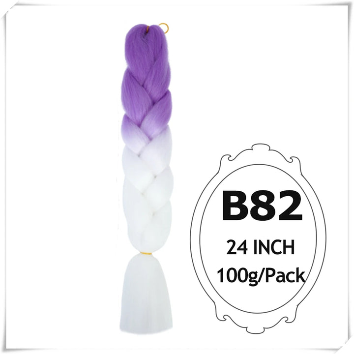 Pre-Stretched Jumbo Braiding Hair – 24 Inch Ombre Purple Synthetic Crochet Extensions for Women