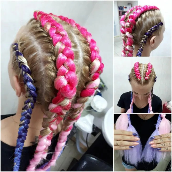 Purple Pre-Stretched Jumbo Braiding Hair – Synthetic DIY Easy Crochet Yaki Braids for Girls & Kids