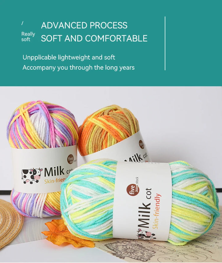 Colorful 5-Strand Gradient Yarn – Multi-Color Segment-Dyed Knitting Yarn for Sweaters, Hats, Scarves & DIY Crafts