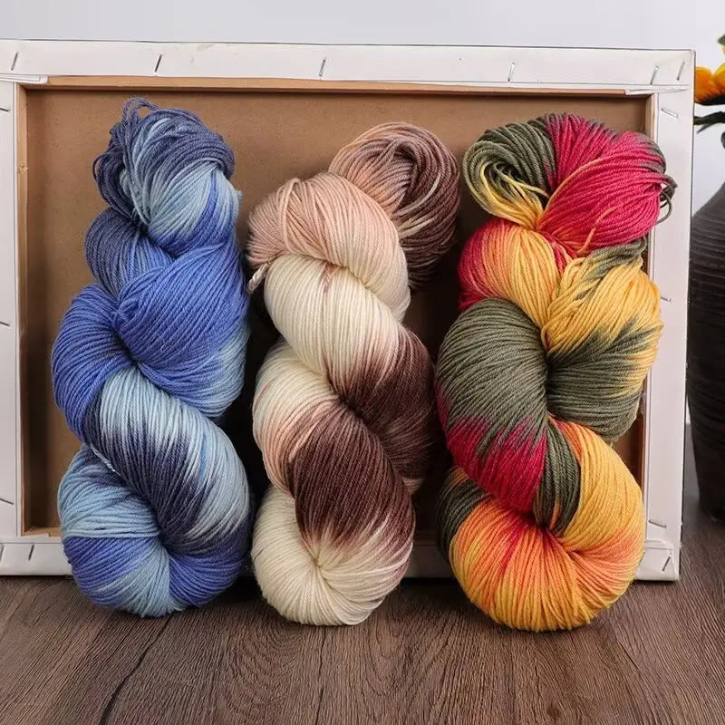 Segment-Dyed Rainbow Wool Yarn – Colorful Knitting Yarn for Sweaters, Scarves, Hats & Gloves