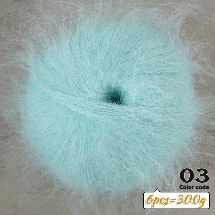 300g Long-Hair Alpaca Mohair Yarn Set (6 Pieces) – Soft Fluffy Knitting Yarn for Sweaters, Shawls & Winter Clothing