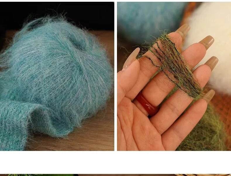 300g Long-Hair Alpaca Mohair Yarn Set (6 Pieces) – Soft Fluffy Knitting Yarn for Sweaters, Shawls & Winter Clothing