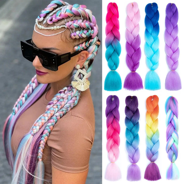 24-Inch Synthetic Long Straight Yaki Jumbo Braids – Pre-Stretched Hair Extensions