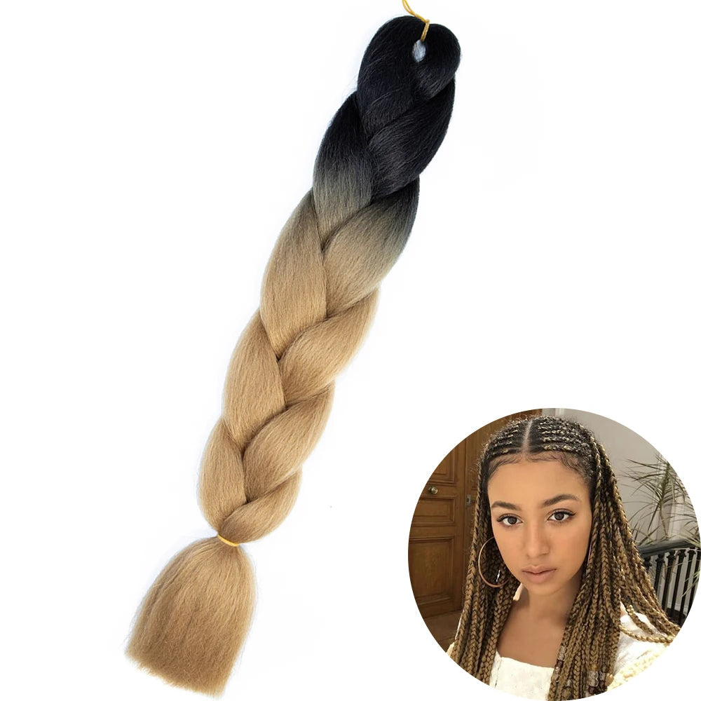 24” Synthetic Yaki Braids – Kanekalon Ombre Jumbo Braiding Hair Extensions 22