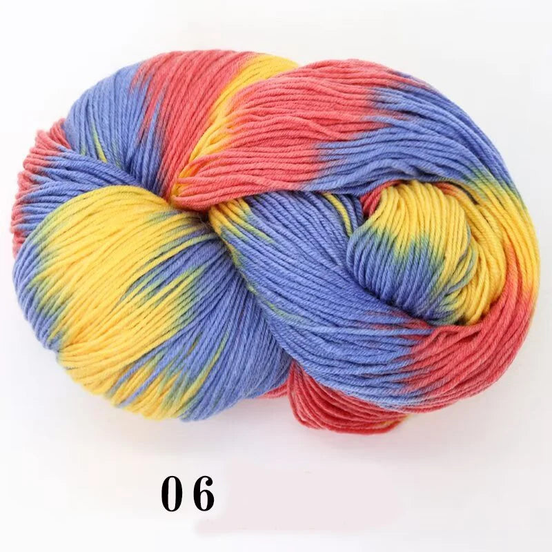 Segment-Dyed Rainbow Wool Yarn – Colorful Knitting Yarn for Sweaters, Scarves, Hats & Gloves