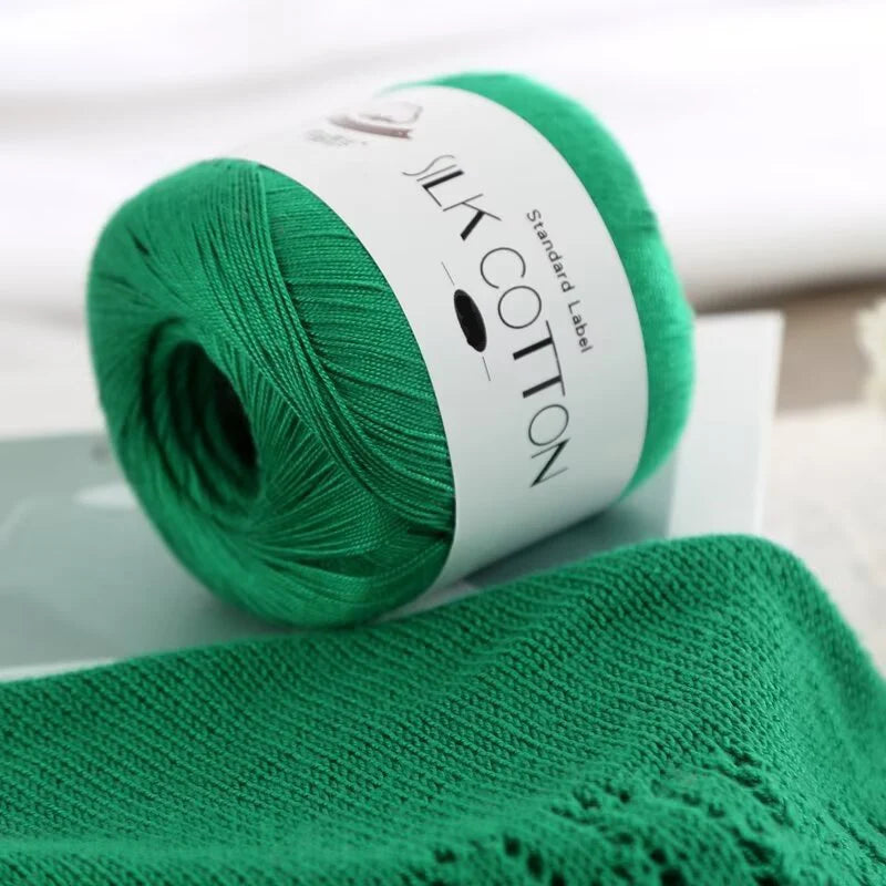 200g Pure Silk Cotton Thread – 100% Cotton Fine Yarn for Hand-Knitted Shawls, Sweaters & Hats