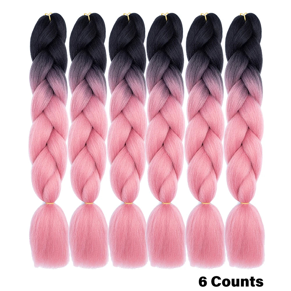 Rainbow Pre-Stretched Braiding Hair – Jumbo Box Braids High-Temperature Synthetic Extensions (6 Packs)