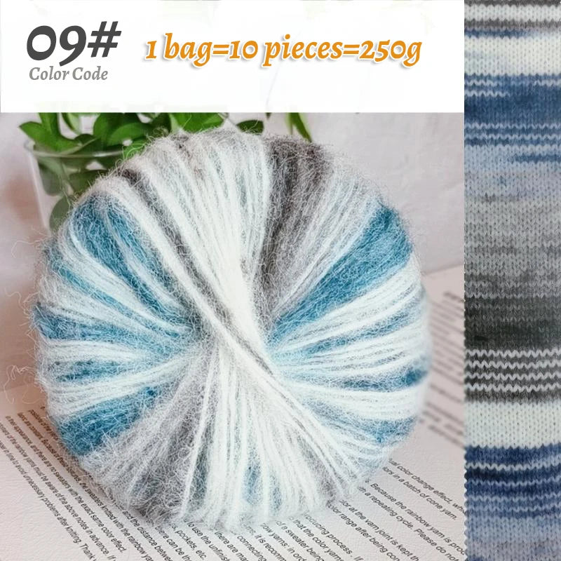 250g Oil Painting Gradient Alpaca Yarn – Soft Knitting & Crochet Yarn for Sweaters, Scarves, Hats & Shawls (10pcs)