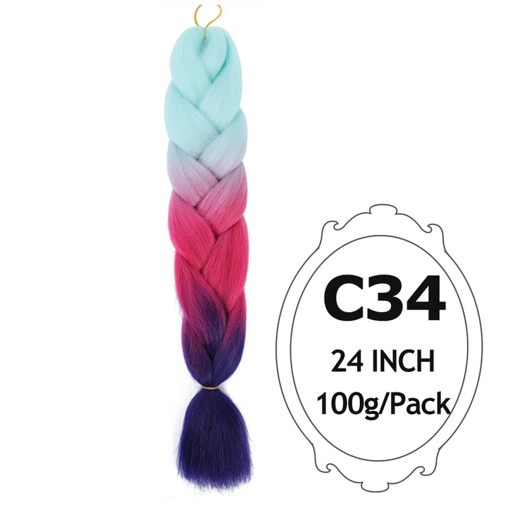 Ombre Braiding Hair 24 Inch – Colorful Jumbo Synthetic Braiding Hair Extensions for Women (Purple, Pink, White, Red, Blue)