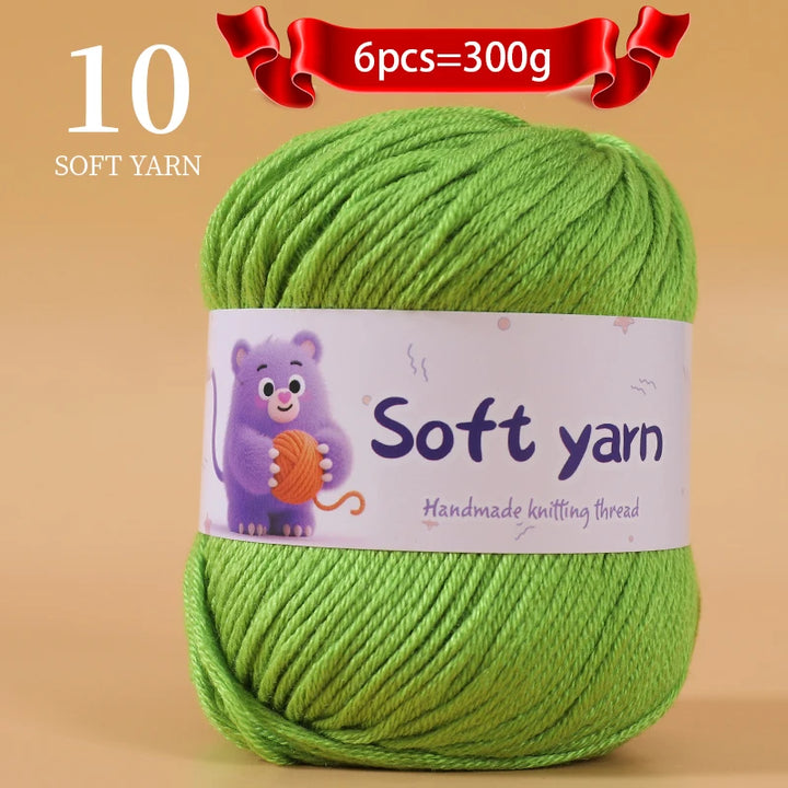 300g Soft Thin Yarn Balls – Lightweight Hand-Knitting Yarn for Sweaters, Hats, Scarves & DIY Crafts (6pcs Pack)
