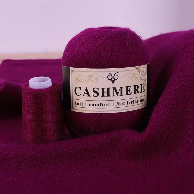 Handmade Cashmere Wool Yarn Set – 50g Main Yarn + 20g Auxiliary Yarn for Sweaters, Scarves & Hats