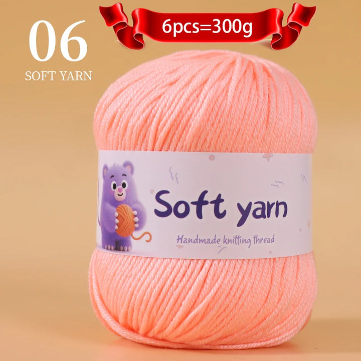 300g Soft Thin Yarn Balls – Lightweight Hand-Knitting Yarn for Sweaters, Hats, Scarves & DIY Crafts (6pcs Pack)