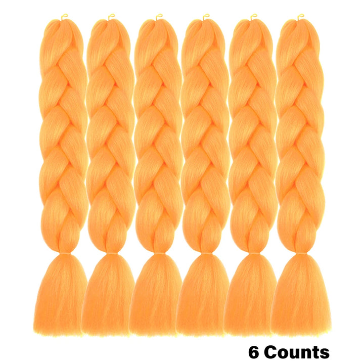 Ombre Crochet Braiding Hair – 6 Packs Synthetic Colorful Extensions for Women & Girls | High-Temperature Fiber