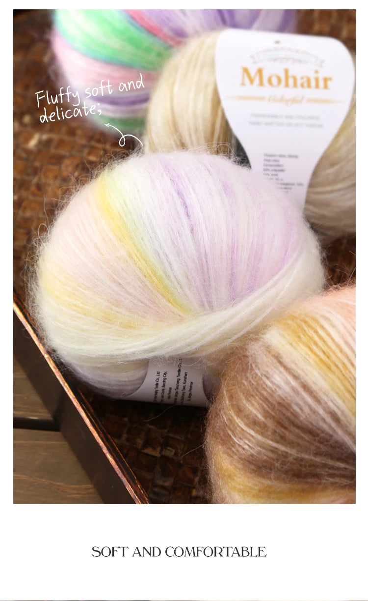 300g Rainbow Gradient Yarn Balls – Colorful Knitting Yarn for Tops, Scarves & DIY Crafts (6 Pieces/Pack)