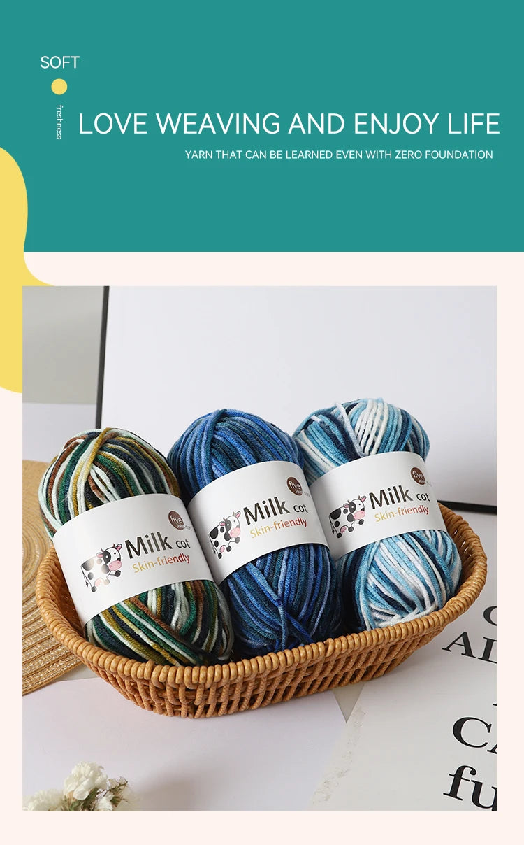Colorful 5-Strand Gradient Yarn – Multi-Color Segment-Dyed Knitting Yarn for Sweaters, Hats, Scarves & DIY Crafts