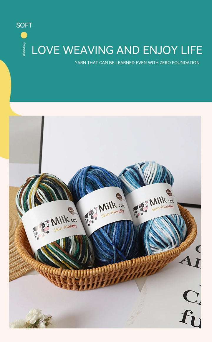 Colorful 5-Strand Gradient Yarn – Multi-Color Segment-Dyed Knitting Yarn for Sweaters, Hats, Scarves & DIY Crafts
