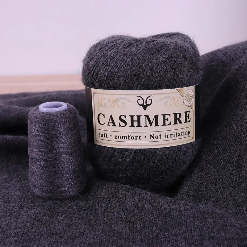 Handmade Cashmere Wool Yarn Set – 50g Main Yarn + 20g Auxiliary Yarn for Sweaters, Scarves & Hats