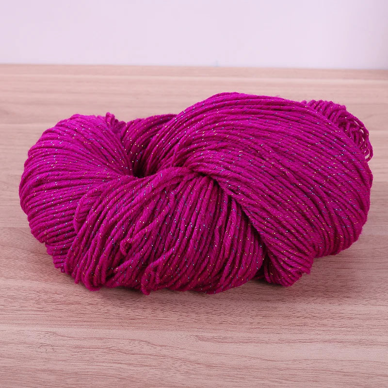 190g Colorful Gold Silk Acrylic Yarn – Medium Thick Shiny DIY Weaving Yarn