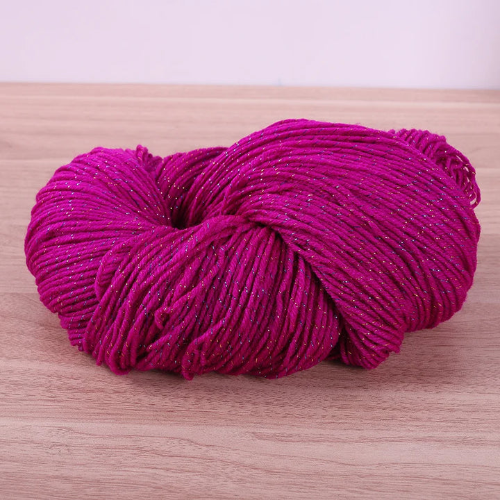 190g Colorful Gold Silk Acrylic Yarn – Medium Thick Shiny DIY Weaving Yarn