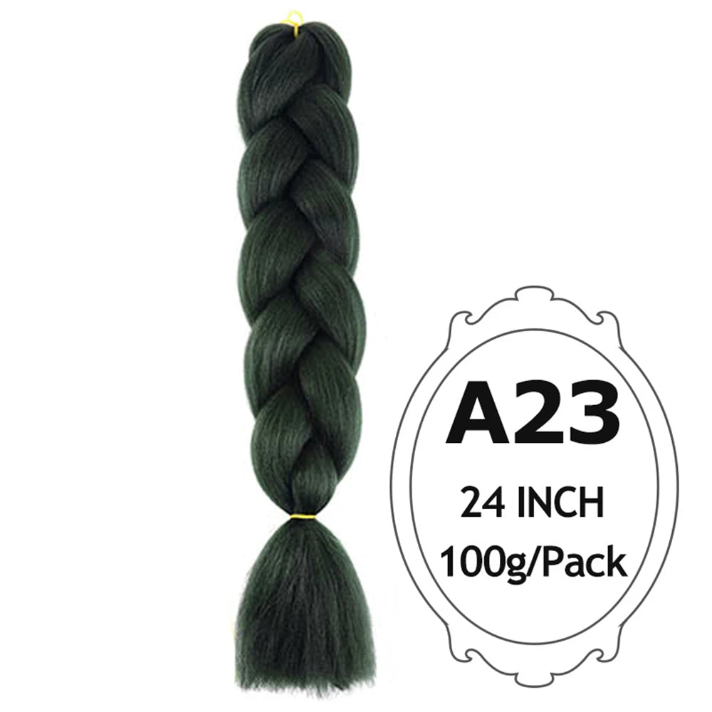 24" Pink Jumbo Braiding Hair – Yaki Texture Synthetic Bulk Extensions (Purple/Red/Green Options)