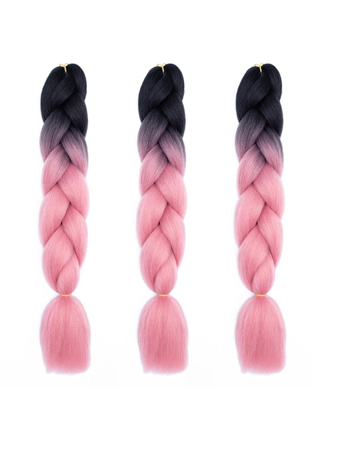 3 Packs 24 Inch Rainbow Braiding Hair Extensions – Ombre Synthetic Jumbo Braid Hair for Crochet Braids (Rose Red)