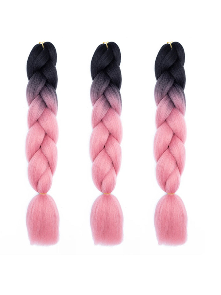 3 Packs 24 Inch Rainbow Braiding Hair Extensions – Ombre Synthetic Jumbo Braid Hair for Crochet Braids (Rose Red)