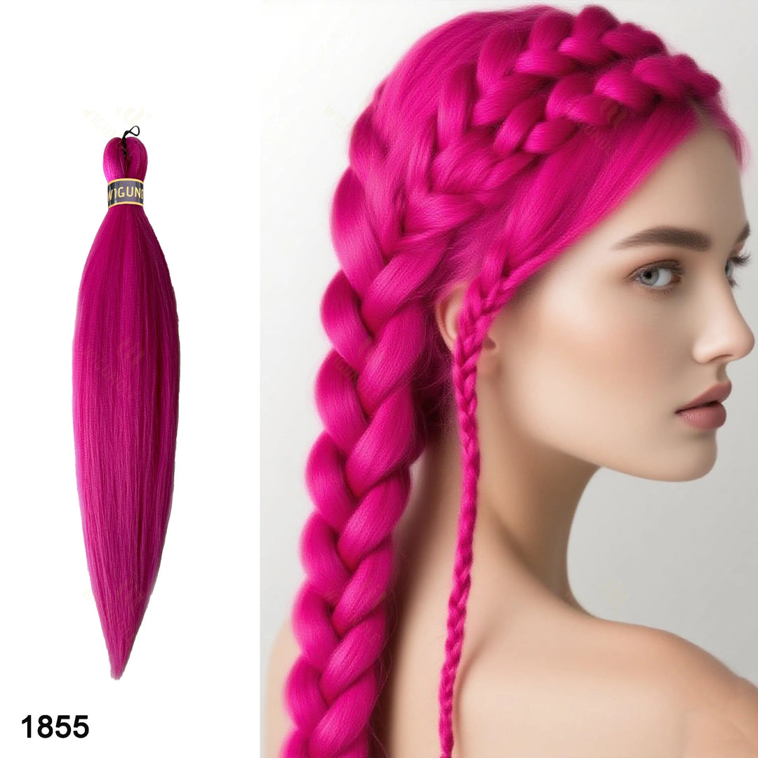 Pink hair extensions with a model wearing them