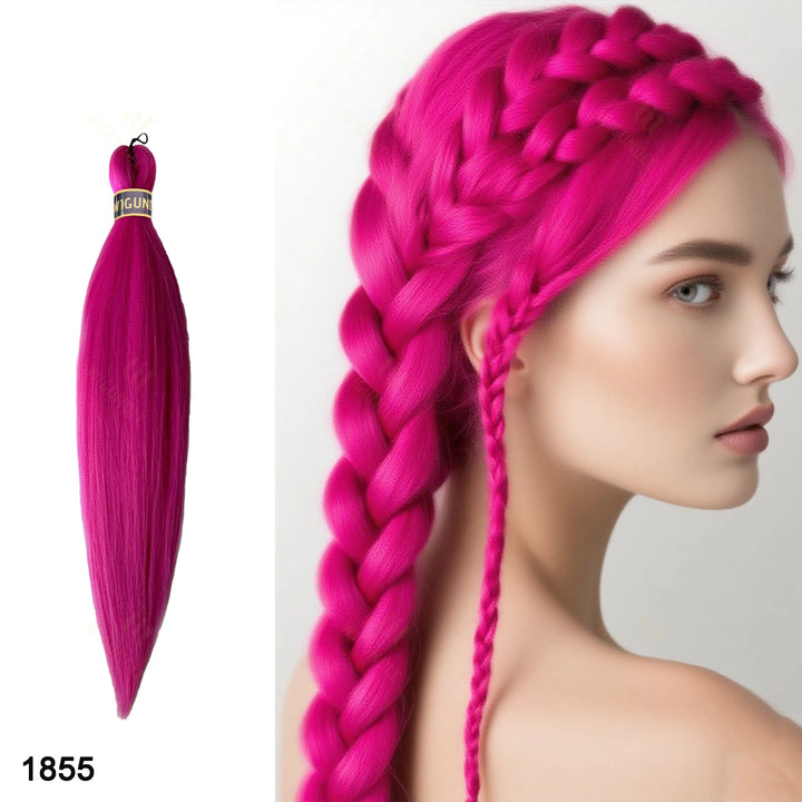 Pink hair extensions with a model wearing them