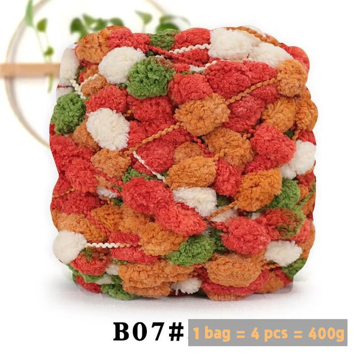 Super Soft Bean Yarn – Plush Polyester Chunky Yarn for Blankets, Cushions, Hats & DIY Crafts (400g, 4pcs Pack)