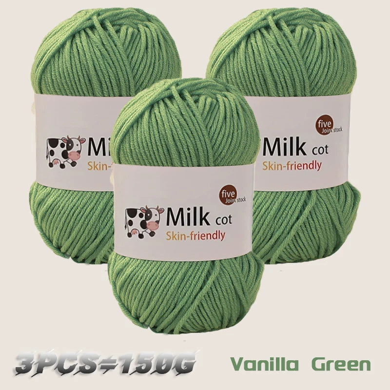 150g 5-Strand Milk Cotton Yarn – Soft Medium Thick Knitting & Crochet Yarn for Dolls, Sweaters, Hats & Scarves