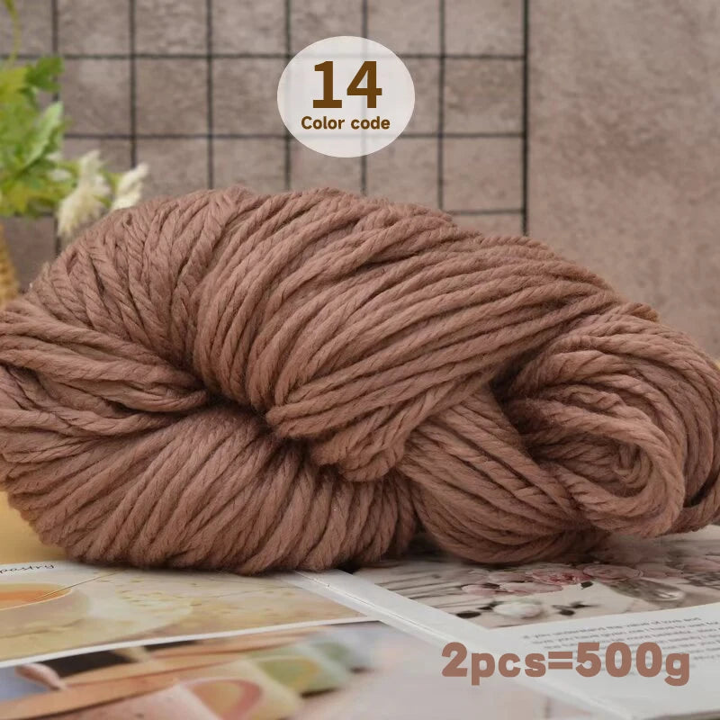 500g Extra Thick Polyester Yarn (2 Skeins) – Chunky Knitting Yarn for Sweaters, Hats, Cushions & DIY Crafts