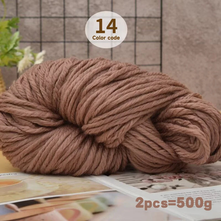 500g Extra Thick Polyester Yarn (2 Skeins) – Chunky Knitting Yarn for Sweaters, Hats, Cushions & DIY Crafts