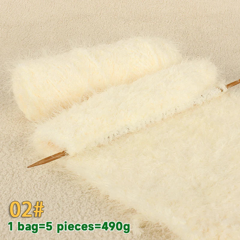 490g Imitation Fur Eyelash Yarn – Thick Roving Yarn for Sweaters, Shawls, Blankets & Cushions