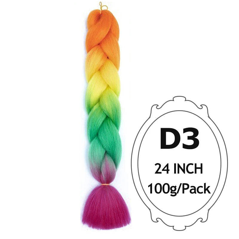 Ombre Braiding Hair 24 Inch – Colorful Jumbo Synthetic Braiding Hair Extensions for Women (Purple, Pink, White, Red, Blue)