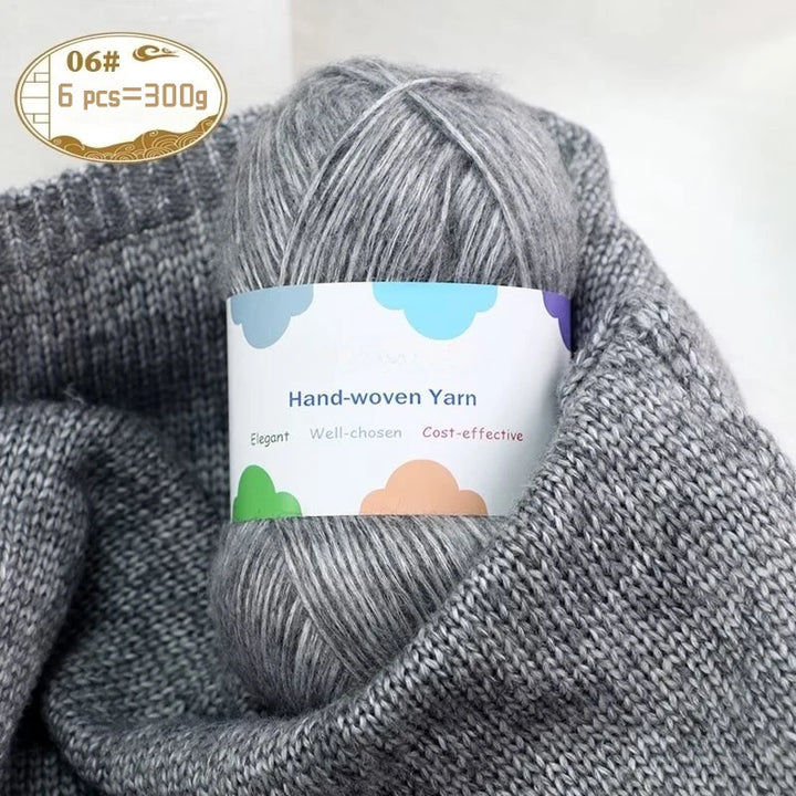 300g Colorful Bamboo Fiber Mohair Yarn Set (6 Pieces) – Soft Knitting Yarn for Sweaters, Scarves, Hats & Shawls