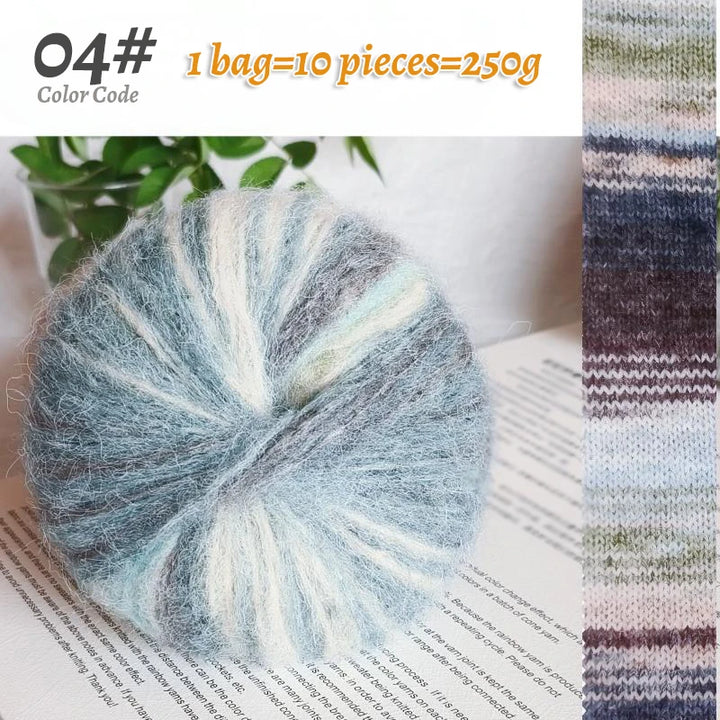 250g Oil Painting Gradient Alpaca Yarn – Soft Knitting & Crochet Yarn for Sweaters, Scarves, Hats & Shawls (10pcs)