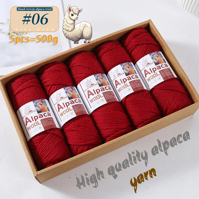 500g Alpaca Wool 245 Stick Stitch Yarn (5 Pieces) – Thick Knitting Yarn for Sweaters, Coats, Blankets & DIY Crafts