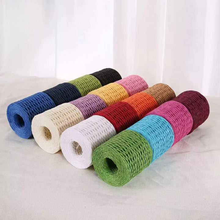 190g Bamboo Raffia Yarn (2 Skeins) – Straw Paper Crochet Yarn for Summer Hats, Bags & DIY Crafts