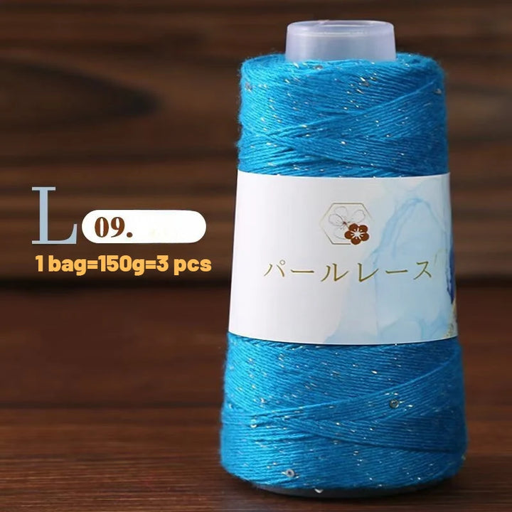 150g Bamboo Fiber & Linen Yarn with Sequins (3 Pieces) – Medium-Fine Yarn for Sweaters, Hats, Gloves & DIY Crafts