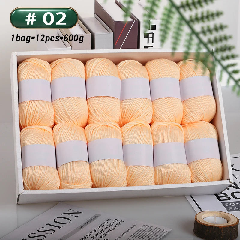 12-Piece Luxury Cashmere-Silk Yarn Set – Ultra-Soft Fluffy Yarn for Sweaters, Coats, Shawls & DIY Crafts (600g)
